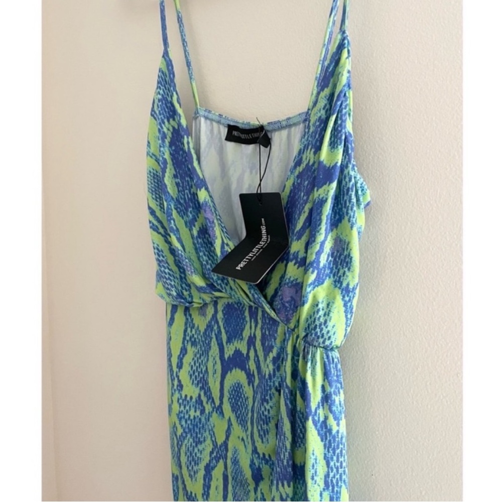 Prettylittlething Snake Print Drape Dress - Picture 2 of 2